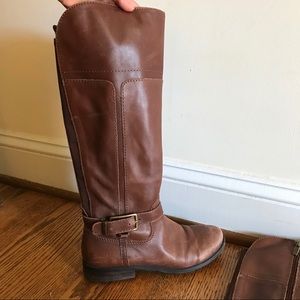 Marc Fisher Leather Riding Boots with Brass Buckle